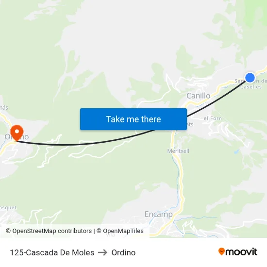 125-Cascada De Moles to Ordino map