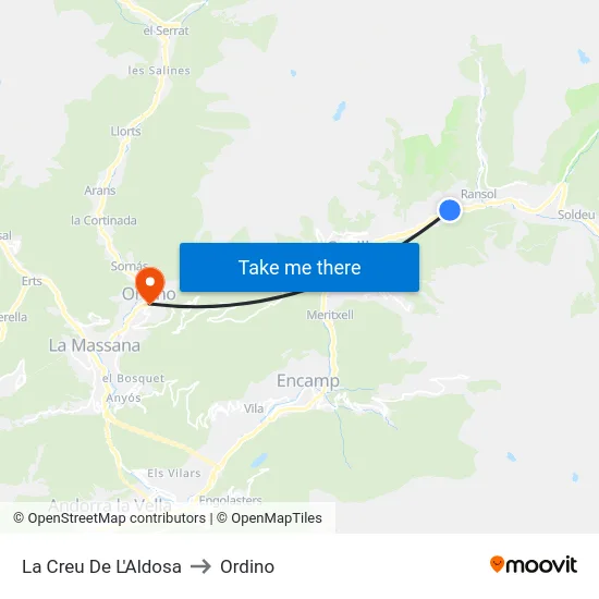 132-La Creu De L'Aldosa to Ordino map