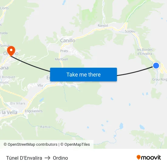 291-Túnel D'Envalira to Ordino map