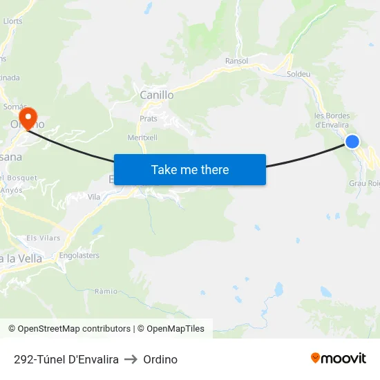 292-Túnel D'Envalira to Ordino map