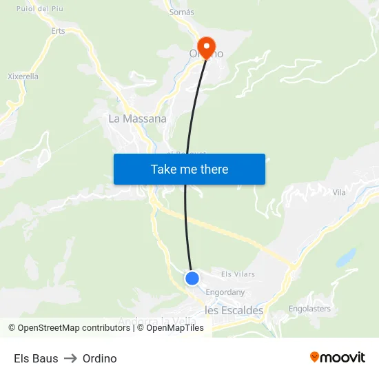 718-Els Baus to Ordino map