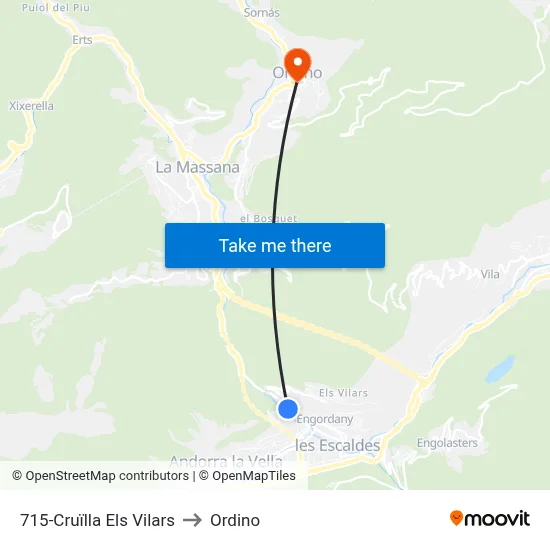 715-Cruïlla Els Vilars to Ordino map