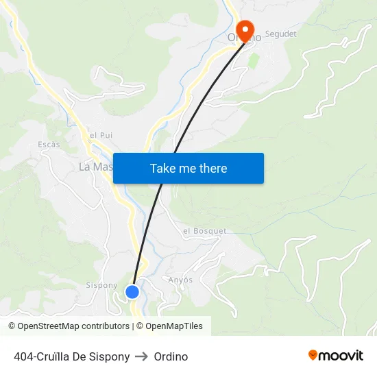 404-Cruïlla De Sispony to Ordino map