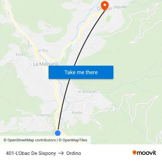 401-L'Obac De Sispony to Ordino map