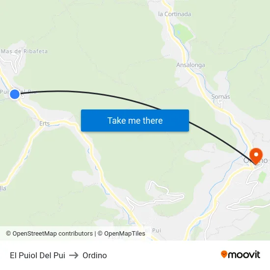 El Puiol Del Pui to Ordino map