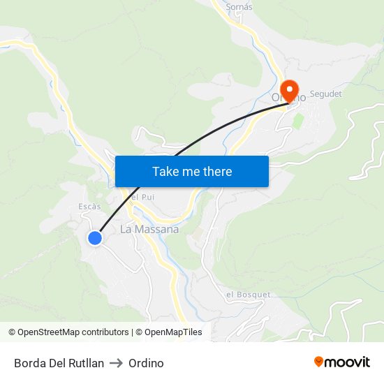 Borda Del Rutllan to Ordino map