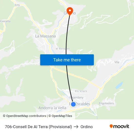 706-Consell De Al Terra (Provisional) to Ordino map