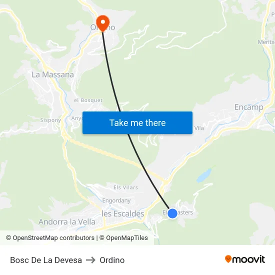 Bosc De La Devesa to Ordino map