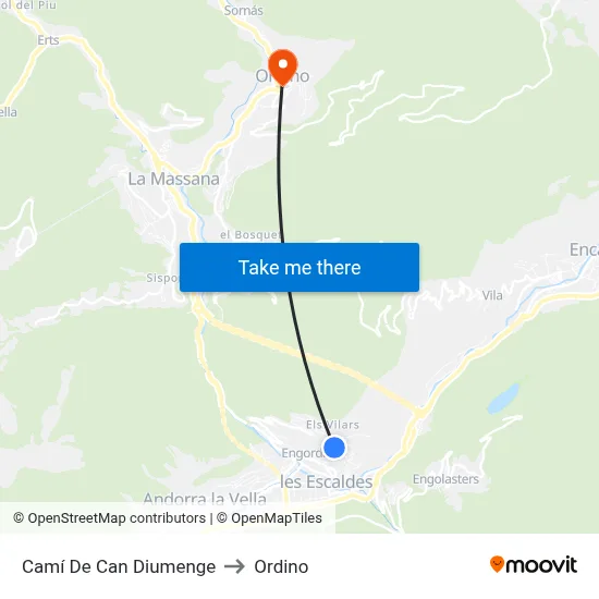 Camí De Can Diumenge to Ordino map