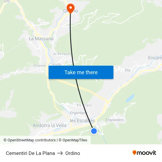 Cementiri De La Plana to Ordino map