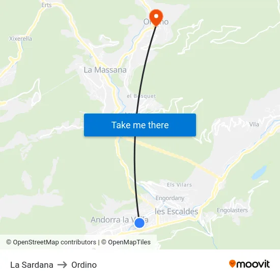 La Sardana to Ordino map