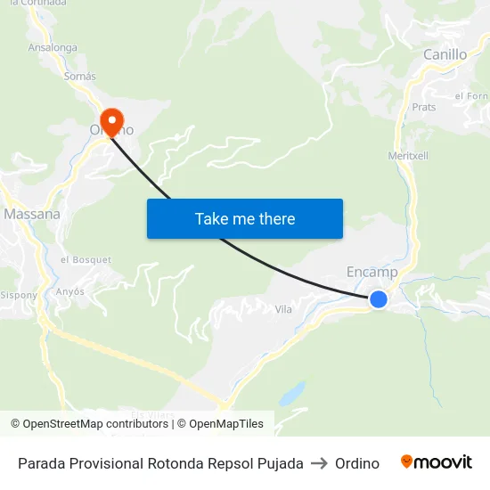 245-El Tirader to Ordino map