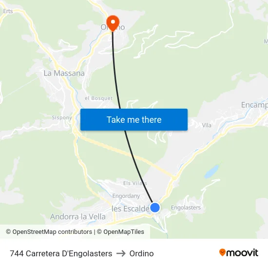 744-Carretera D'Engolasters to Ordino map