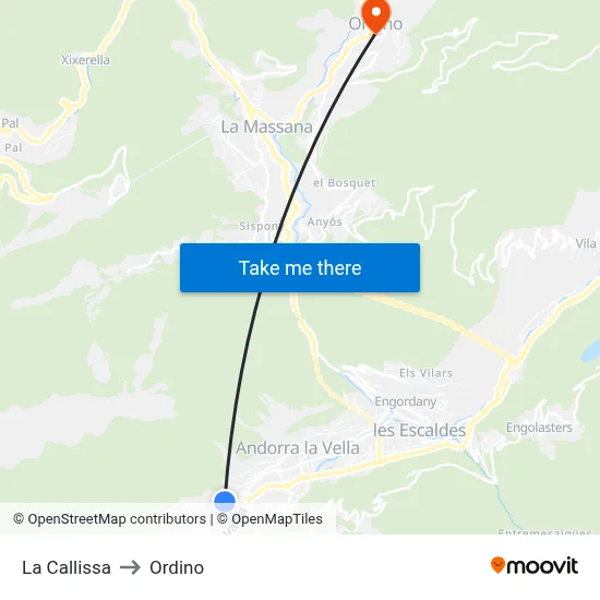 La Callissa to Ordino map