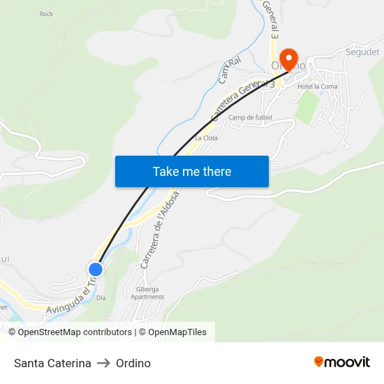 Santa Caterina to Ordino map
