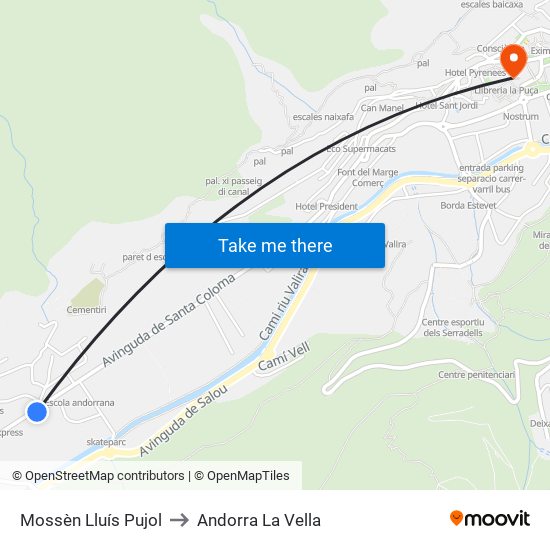 Mossèn Lluís Pujol to Andorra La Vella map