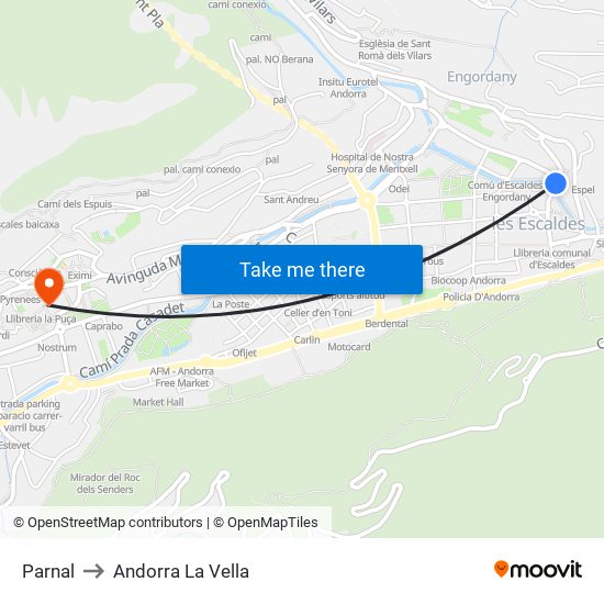 Parnal to Andorra La Vella map