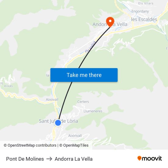 Pont De Molines to Andorra La Vella map