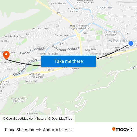 Plaça Sta. Anna to Andorra La Vella map