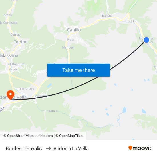 Bordes D'Envalira to Andorra La Vella map