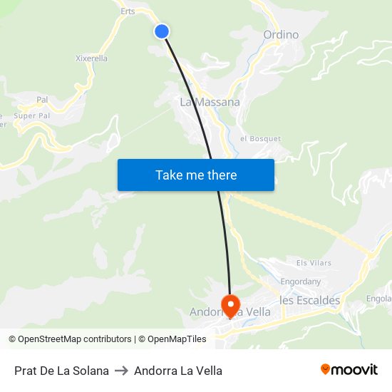 Prat De La Solana to Andorra La Vella map