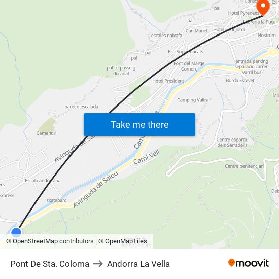 Pont De Sta. Coloma to Andorra La Vella map
