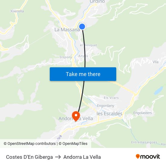 Costes D'En Giberga to Andorra La Vella map