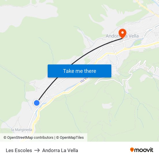 Les Escoles to Andorra La Vella map