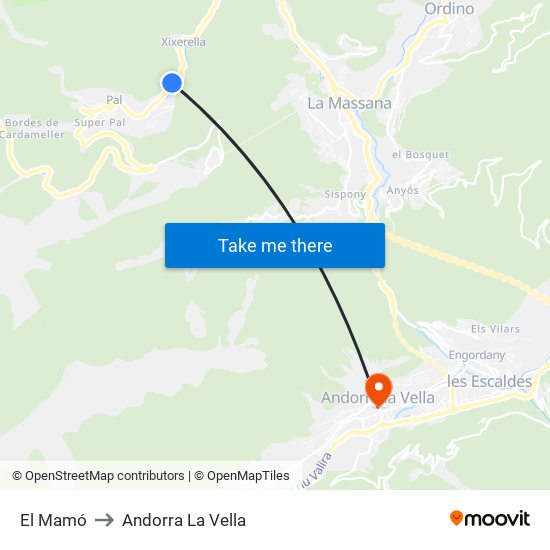 El Mamó to Andorra La Vella map