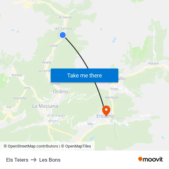 Els Teiers to Les Bons map