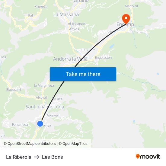 La Riberola to Les Bons map