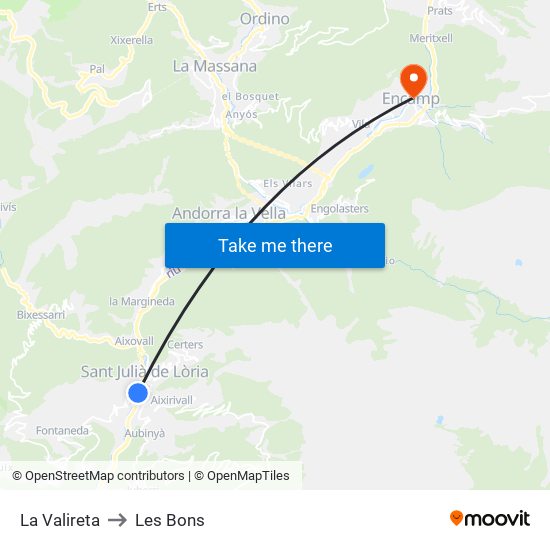 La Valireta to Les Bons map
