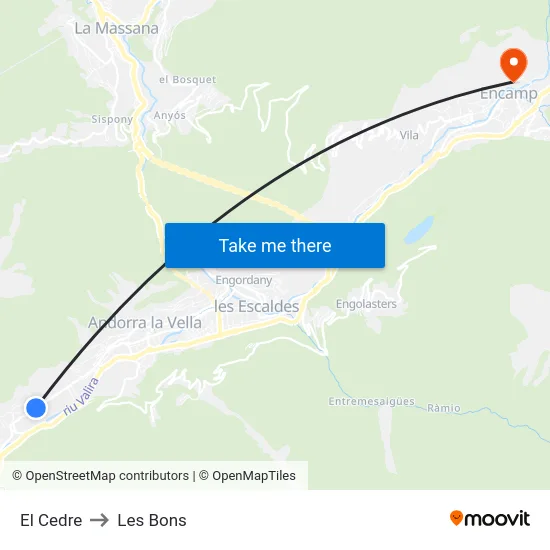 El Cedre to Les Bons map