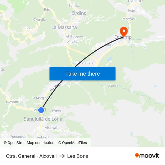 Ctra. General - Aixovall to Les Bons map