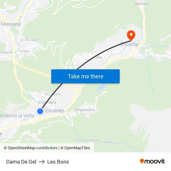 Dama De Gel to Les Bons map