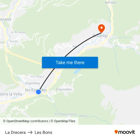 La Drecera to Les Bons map