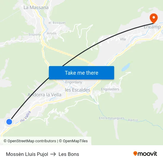 Mossèn Lluís Pujol to Les Bons map