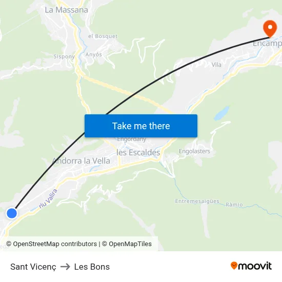 Sant Vicenç to Les Bons map