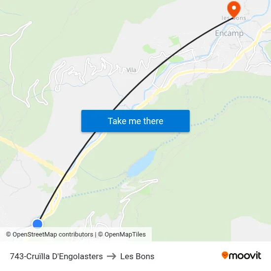 743-Cruïlla D'Engolasters to Les Bons map