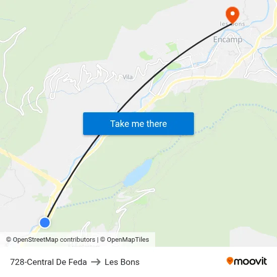 728-Central De Feda to Les Bons map