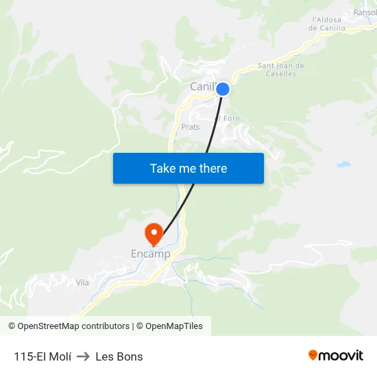 115-El Molí to Les Bons map
