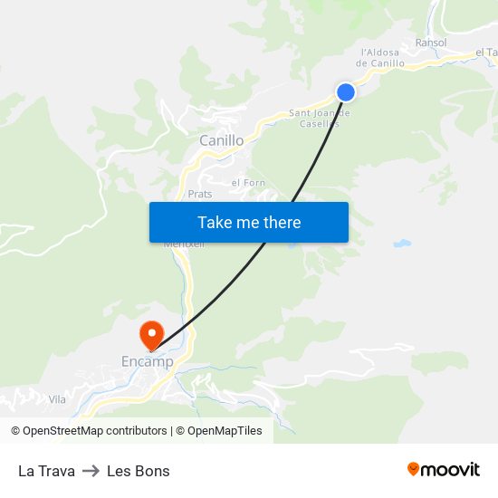 La Trava to Les Bons map