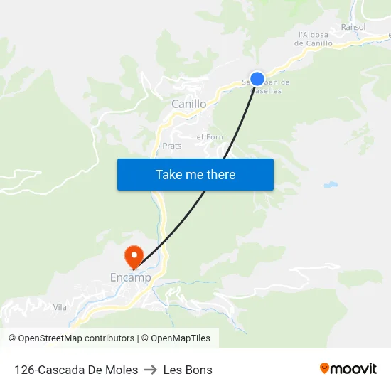 126-Cascada De Moles to Les Bons map
