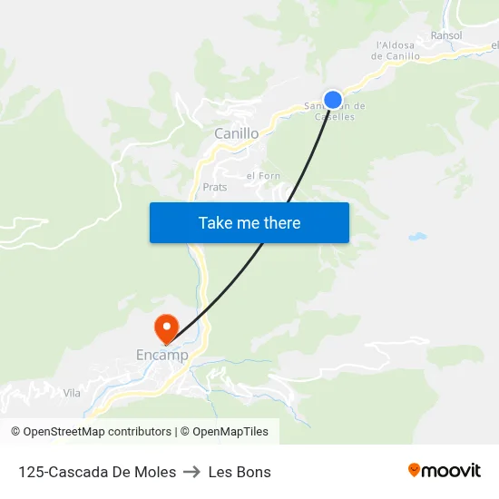 125-Cascada De Moles to Les Bons map