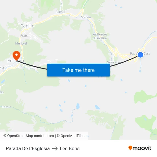 201-Parada De L'Església to Les Bons map