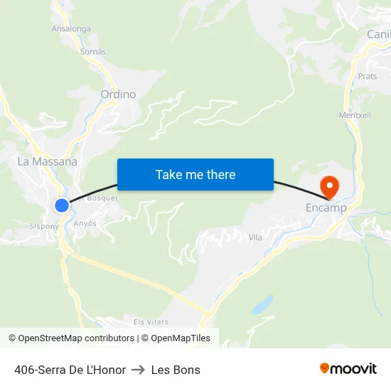 406-Serra De L'Honor to Les Bons map