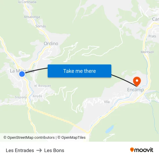 411-Les Entrades to Les Bons map