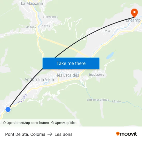 Pont De Sta. Coloma to Les Bons map