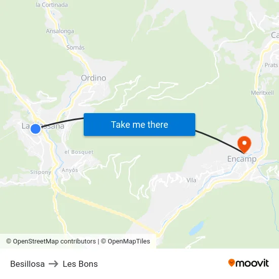 Besillosa to Les Bons map
