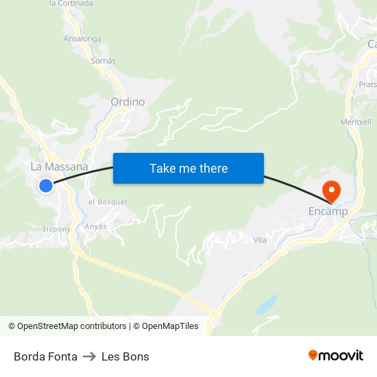 Borda Fonta to Les Bons map